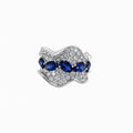 Ocean Ripple | Sapphire Blue & Pavé Statement Wave Ring