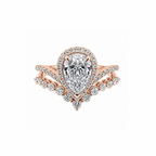 14K Gold Pear Shape Lab-Grown Diamond Ring with Curved Band