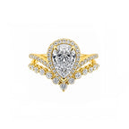 14K Gold Pear Shape Lab-Grown Diamond Ring with Curved Band