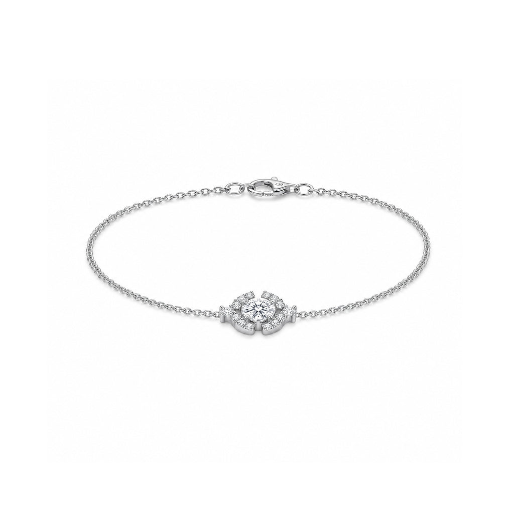 Round Solitaire Diamond Halo Diamond Gold Bracelet