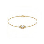 Round Solitaire Diamond Halo Diamond Gold Bracelet