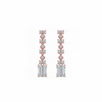 14K Gold Art Deco Emerald Cut Drop Earrings