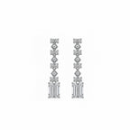 14K Gold Art Deco Emerald Cut Drop Earrings