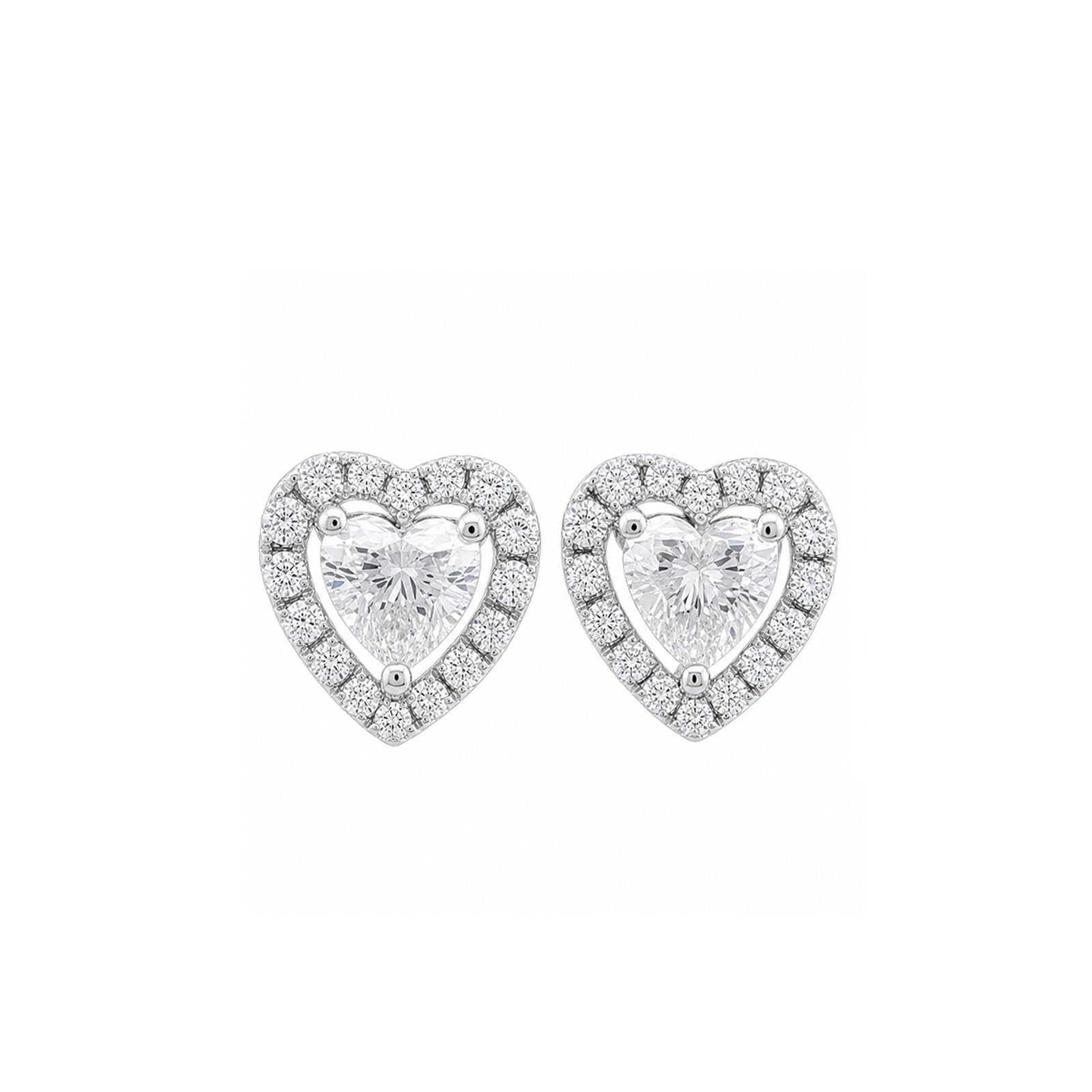 14K Gold Heart-Shaped Lab-Grown Diamond Halo Stud Earrings