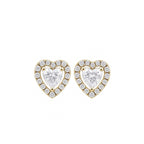 14K Gold Heart-Shaped Lab-Grown Diamond Halo Stud Earrings