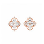14K Gold Lab-Grown Diamond Vintage Quatrefoil Stud Earrings