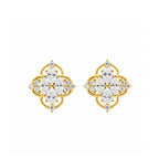14K Gold Lab-Grown Diamond Vintage Quatrefoil Stud Earrings