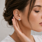 14K Gold Lab-Grown Diamond Vintage Quatrefoil Stud Earrings