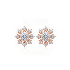 14K Gold Round-Cut Lab-Grown Diamond Snowflake Stud Earrings