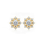 14K Gold Round-Cut Lab-Grown Diamond Snowflake Stud Earrings