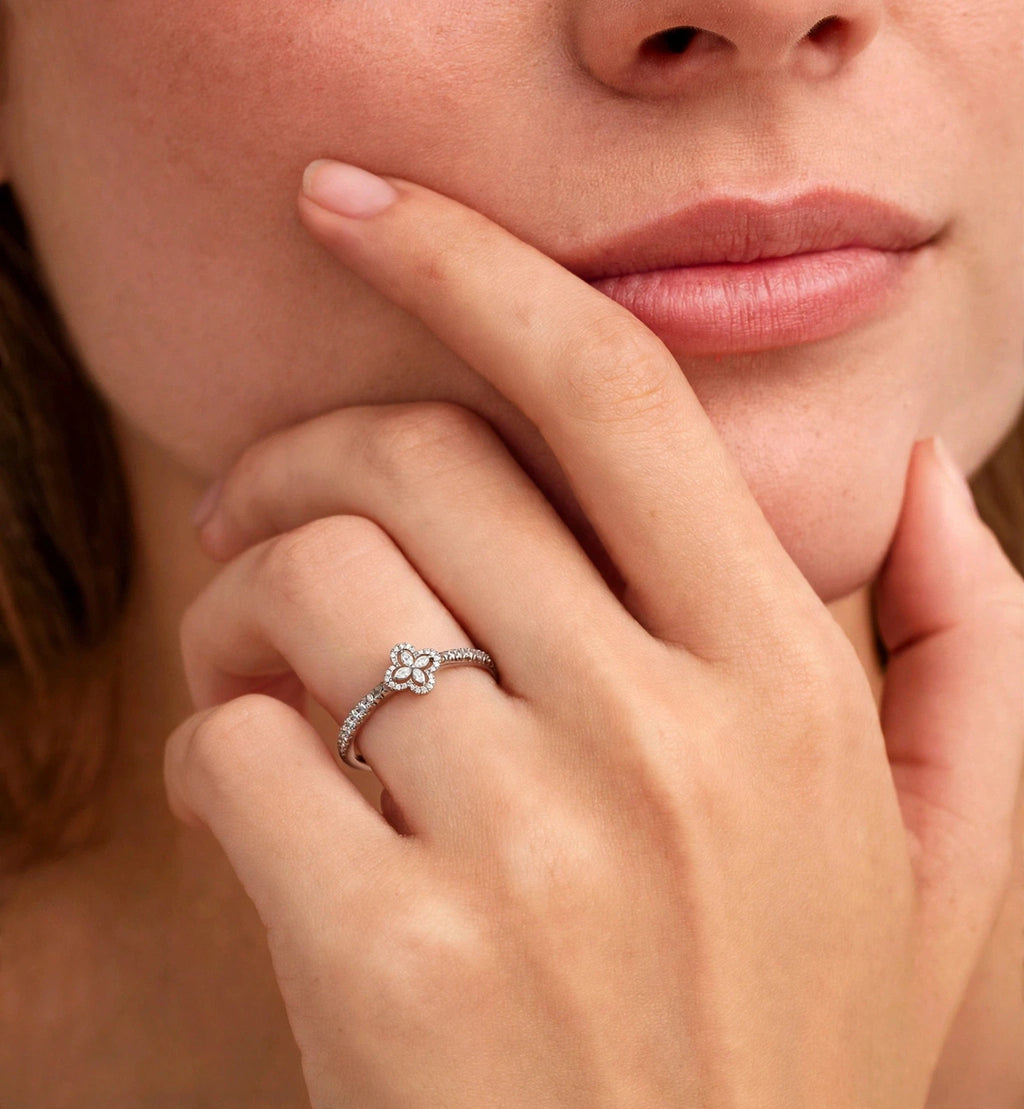 Lucky Clover Luxurious Pave Diamond Ring