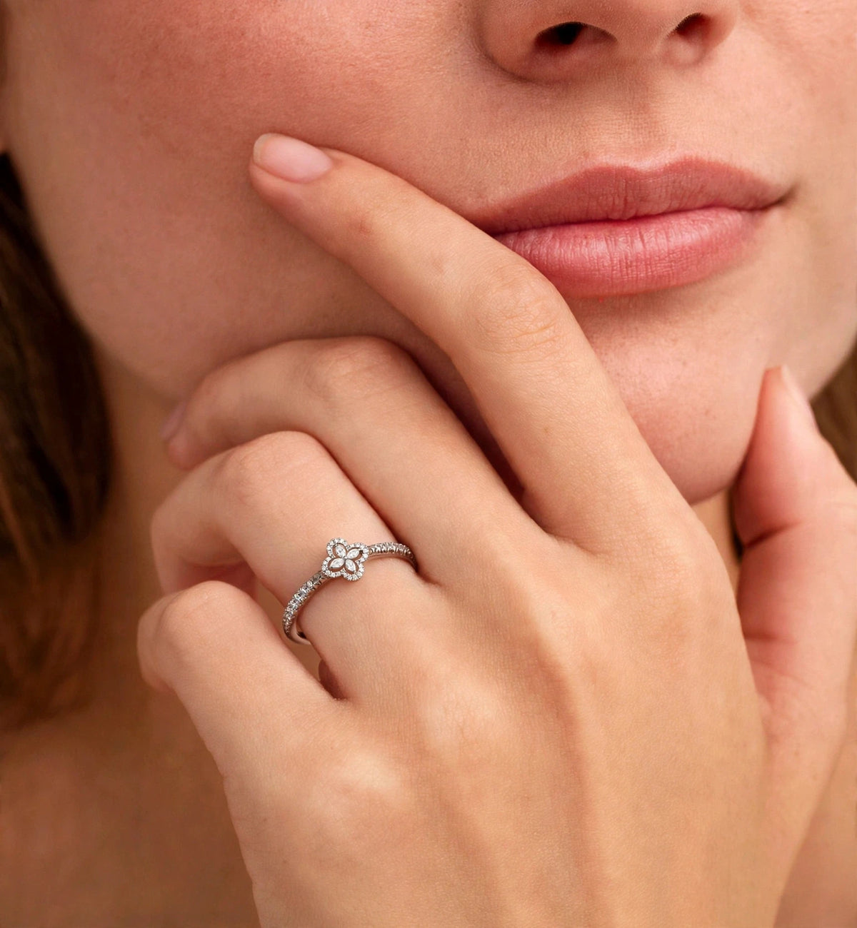Lucky Clover Luxurious Pave Diamond Ring