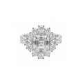 14K Vintage Asscher Cut Sunburst Halo Engagement Ring