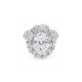 Luxury Oval Cut Engagement Ring with Pear-Shaped Floral Halo