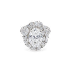 Luxury Oval Cut Engagement Ring with Pear-Shaped Floral Halo