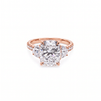 14K longated Cushion Cut Three-Stone Engagement Ring