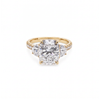 14K longated Cushion Cut Three-Stone Engagement Ring